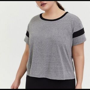 Torrid Varsity Stripe Crop Top Tee Grey 00/12